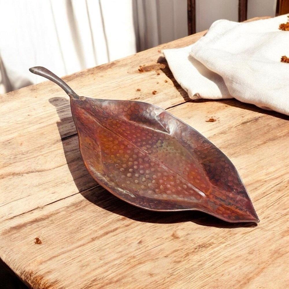Pier 1 Hammered Metal Leaf Decor Tray/Platter